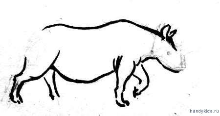 Поэтапный рисунок носорога