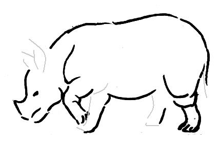 Поэтапный рисунок носорог