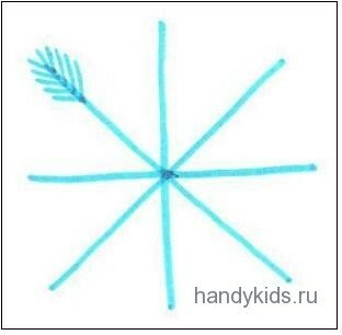 Штриховка на лучиках снежинки