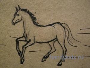   Скачущая лошадь -рисунок.