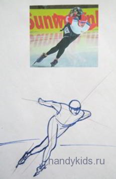 Как нарисовать конькобежца 