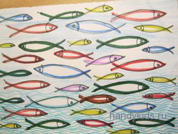  Раскраска Рыбки в море