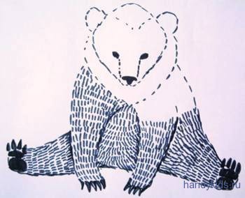 Раскраска-штриховка медведь