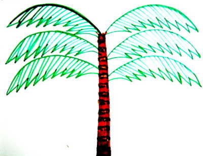 Начертим жилки на листьях пальмы