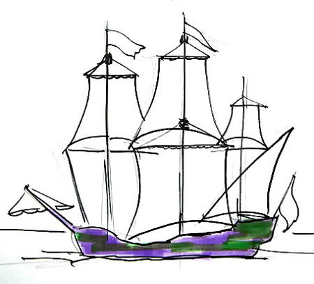 Рисунок - корабль с парусами