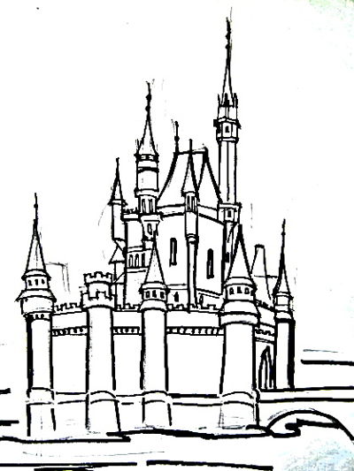Раскраска Красивый Замок с башенками